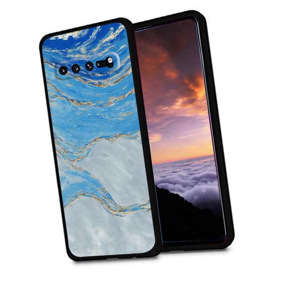 Compatible with Samsung Galaxy S10 Phone Case, Blue-Marble-55 Case Silicone Protective for Teen Girl Boy Case for Samsung Galaxy S10