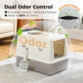 thumbnail image 2 of XL Stainless Steel Litter Box with Lid - Easy Clean Non-Sticky Metal Pan for Big Cats, High Sided Enclosed  Toilet with Scoop and Odor Control (White), 2 of 8
