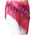 thumbnail image 2 of Belly Dance Hip Scarf with Tassels Sequins, Triangle Coins Wrap Skirt Music Festival Clothing, 2 of 6