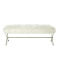thumbnail image 3 of Inspired Home Frank Stainless Steel Faux Fur Bench Chrome Legs Modern, White, 3 of 8