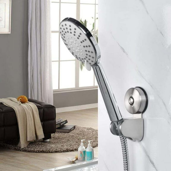 Adjustable Shower Head Holder with Suction Cup - Stainless Steel, No Drilling, 4-Angle Adjustable, Compatible with Most Shower Heads, Nickel Finish