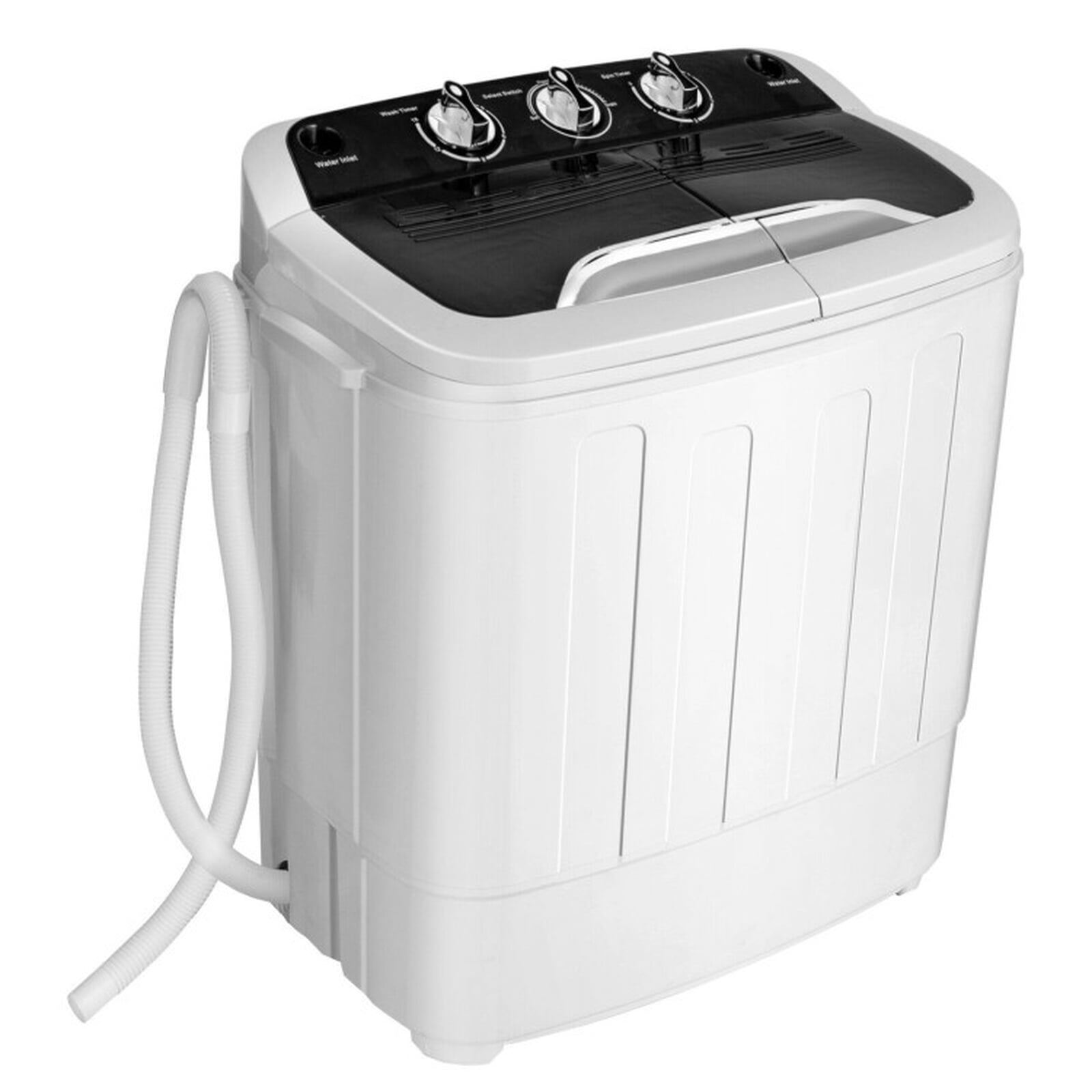 RUIE 8 Lbs Compact Mini Twin Tub Washing Machine for Home and Apartment, Portable Washing Machine with Separate Wash & Spin Timers, Compact Washer for Dorm RV, Gray