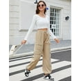 thumbnail image 6 of Women High Waisted Cargo Pants with 4 Pockets Drawstring Wide Leg Pants Y2K Baggy Trousers, 6 of 6