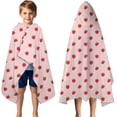 thumbnail image 3 of Red Strawberry Plants Pink Pattern Hooded Bath Towel，50"x30" for Ages 3 To 12 Kids, Quick Dry Lightweight Soft Microfiber Hood Beach Towel Cover Up for Kids, 3 of 7