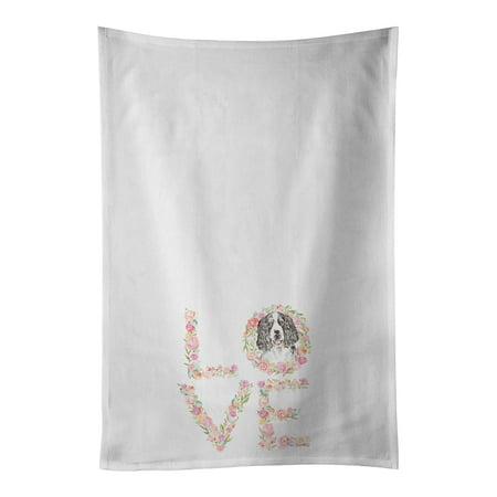 

English Springer Spaniel #1 LOVE White Kitchen Towel Set of 2 19 in x 28 in