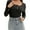 Black, variant on Women's Shirts Long Sleeve Casual Fall Top Button Ribbed Knit Basic Blouses