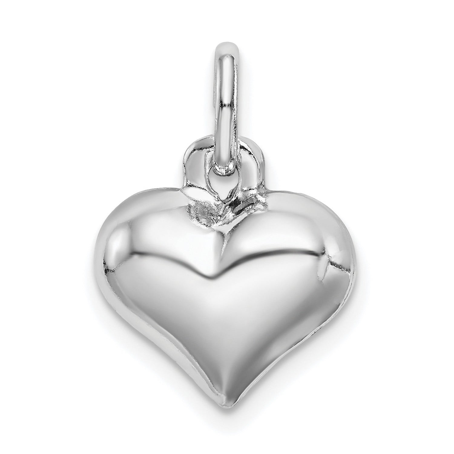 925 Sterling Silver Puffy Heart Charm Link Bracelet 6 3/4 Jewelry by Wholesale Charms 