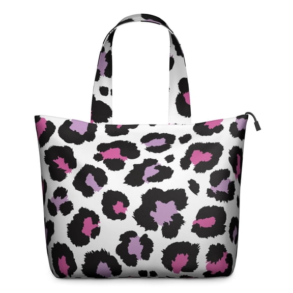 White and Pink Of Leopard Print Travel Tote Bags for Women Carry On,Large Weekender Bags for Women Travel,Multi Functional Duffle Bag for Work,Shopping,Sports
