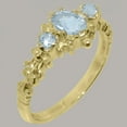 thumbnail image 2 of LBG British Made 10k Yellow Gold Natural Aquamarine Womens Engagement Ring - 33 size options - Size 4.5, 2 of 9