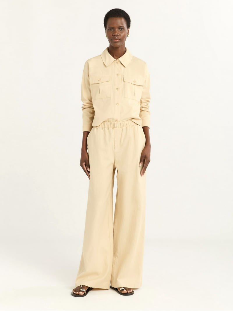 Scoop Women's Linen Wide Leg Pants - 32 Inseam - Walmart.com