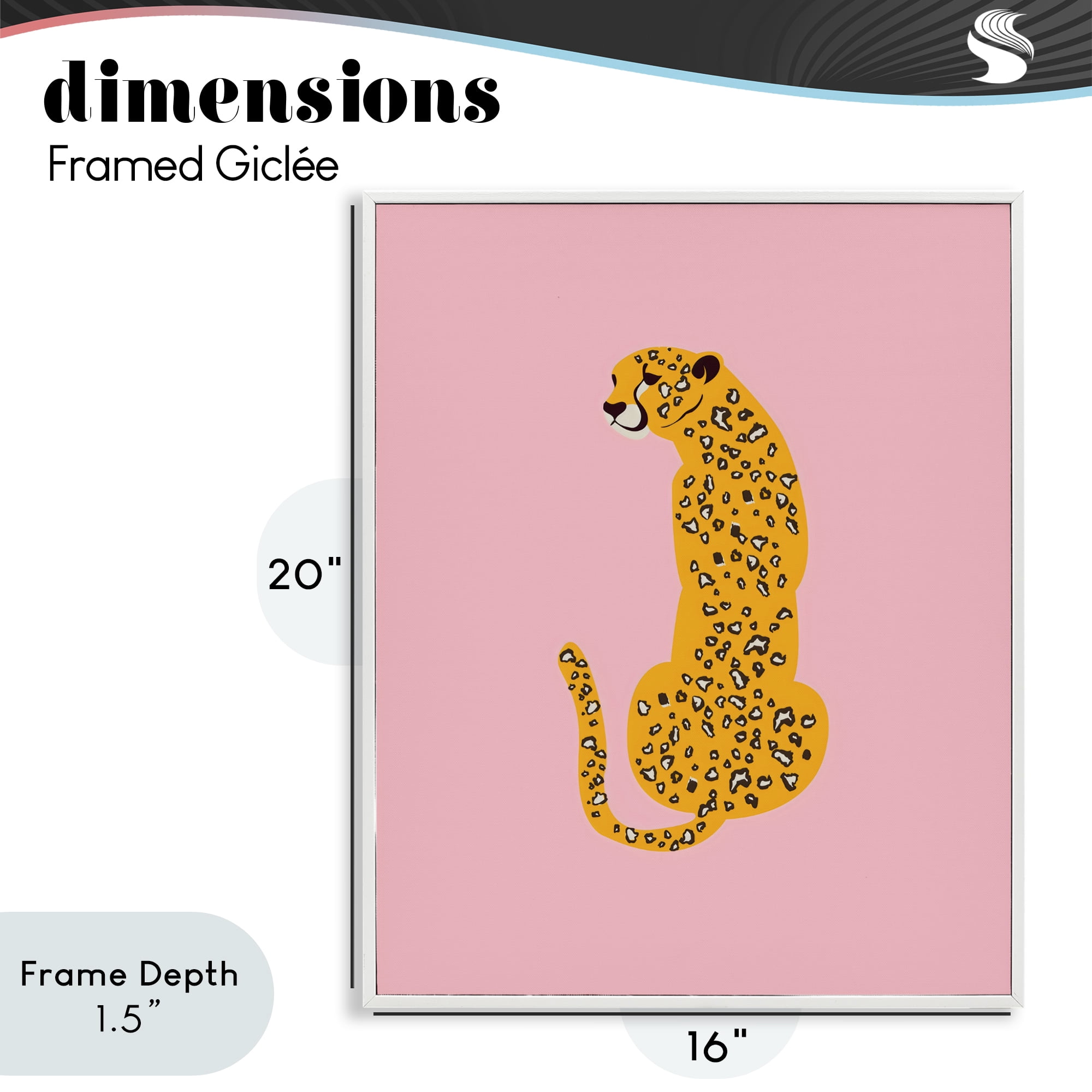 Stupell Industries Yellow Jaguar on Pink White Framed Giclee Art, design by Creative Studio