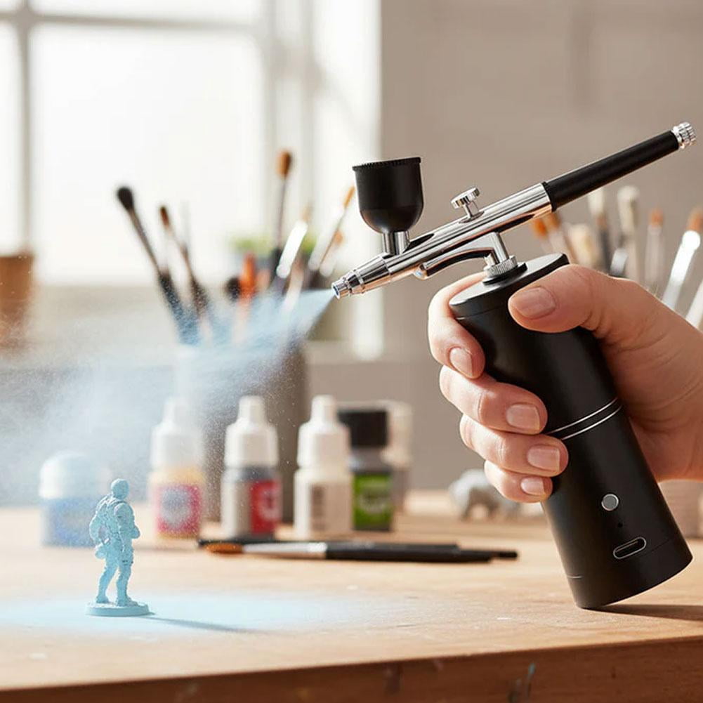 Cordless Portable Kit, 0.3mm Fine Nozzle with USB Rechargeable Battery, Adjustable Airflow for Model Painting, Makeup, Cake Decorating & Crafts