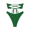 thumbnail image 5 of QURATI Swimwear Ruched Two Piece Bikini: High Waisted Thong Style Vacation Swimwear Set Green XL, 5 of 6