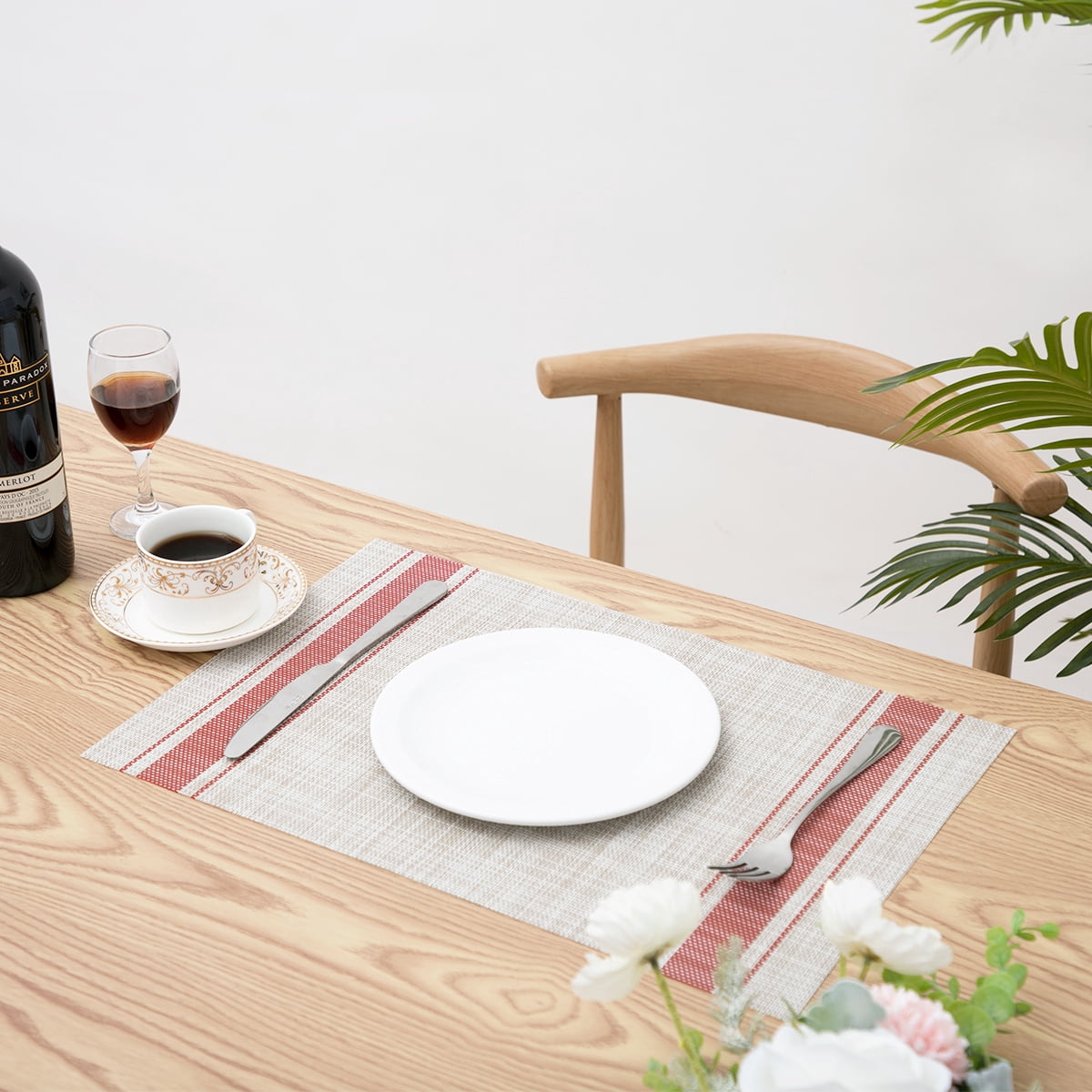 RAY STAR Vinyl Placemats Set of 6, 12''x18'' Vinyl Weave Placemats, Heat Resistant Wipable Place Mat