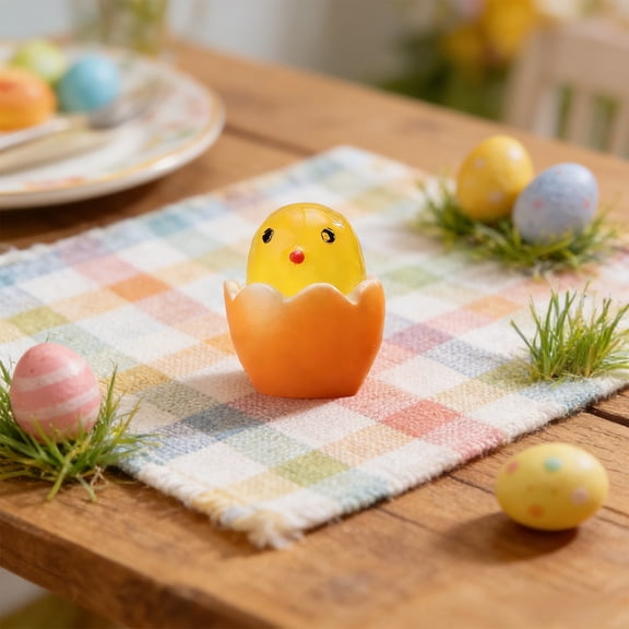 NWOKYZGH Luminous Mini Resin Chicks, 1Pc Chicks with eggshells Colorful Little Plastic Chicks to Hide Plastic Animal Figures for Dollhouse Decor Micro Garden Home Landscape Aquarium