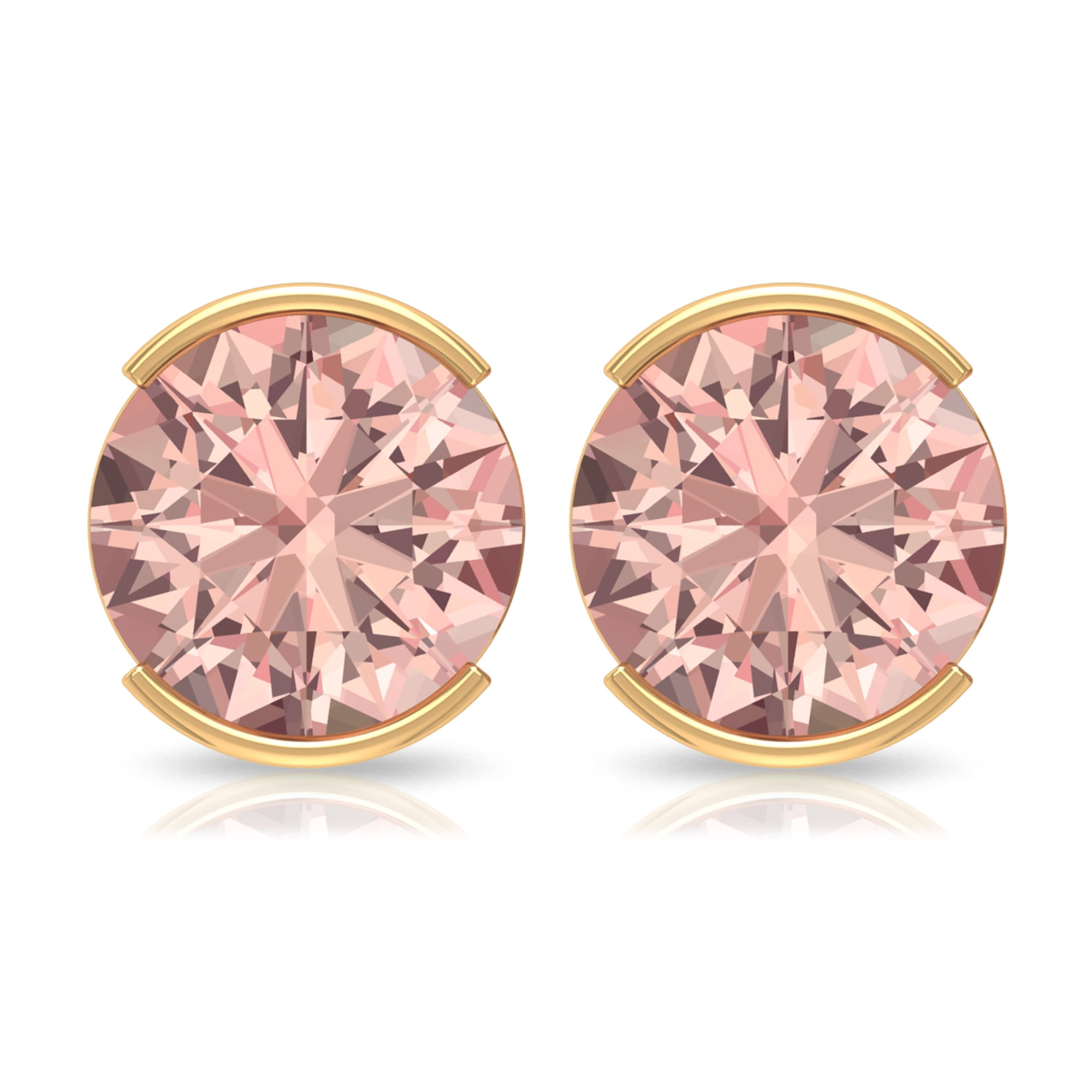 Details about   1.5CT Heart Cut Studs Natural Morganite Real 18k Yellow Gold Earrings Push back 