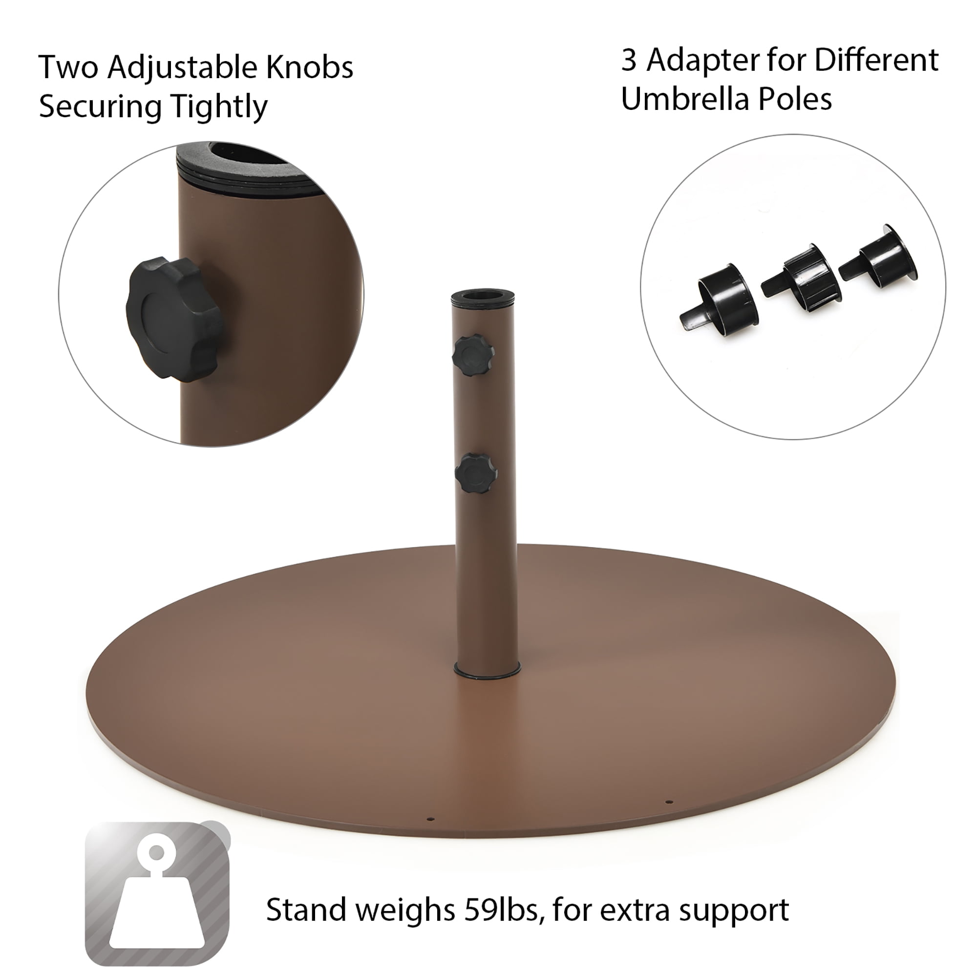 Costway 59LBS Patio Umbrella Base Round Umbrella Stand for Backyard Brown
