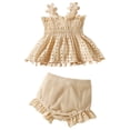 thumbnail image 3 of TJAZFJPA Baby Outfits Newborn Neutral Summer Girls Sleeveless Bowknot Lace Ruffles Tops Shorts Romper Bodysuit Outfits 1St 4th of July Baby Girl Outfit 4th of July Outfits for Girls, 3 of 9
