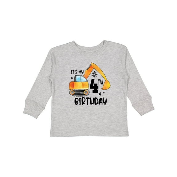 Inktastic Construction Truck It's My 4th Birthday Boys or Girls Long Sleeve Toddler T-Shirt
