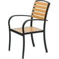 thumbnail image 3 of FOH Outdoor Patio Dining Chair, Black Aluminum Frame with Wood-Look Slats, Weather-Resistant, 3 of 8