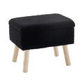 thumbnail image 2 of Tcbosik Storage Ottoman with Removable Tray Lid, 15.7 inch Upholstered Foot Stool with Wood Legs, Multifunctional Teddy Fabric Footrest for Small Space, Living Room, Bedroom, Black, 2 of 7