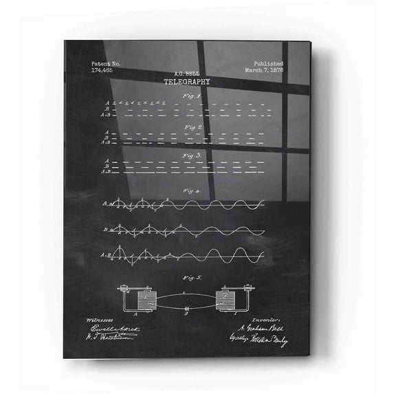 Epic Art 'Telegraphy Blueprint Patent Chalkboard' Acrylic Glass Wall Art, 12"x16"