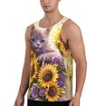 thumbnail image 2 of Daiia Daisy Sunflower Lazy Cat Printed Men's Quick Dry Fit Muscle Tank Top Slim-Fit Tank Workout Tank Top Lightweight Sports Tank Top-XX-Large, 2 of 7
