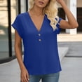 thumbnail image 4 of Hilenly Womens Short Sleeve Henley Shirts Button V Neck T-Shirt Loose Fit Tunic Tops Comfy Basic Tees, 4 of 6