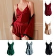 thumbnail image 3 of SwiftWear Pajama Sets for Women 2 Piece Lace Satin Pajamas Sleeveless V Neck Camisole + Shorts Lounge Set Soft Sleepwear, Wine M, 3 of 3