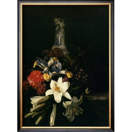 Bouquet De Fleur Devant Un Vase De Chine 1661 Framed Art Print Wall Art 14x19