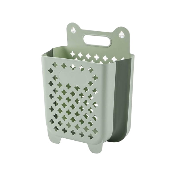 Cesto de ropa plegable para colgar en la pared del baño: cubo de almacenamiento de ropa sucia que ahorra espacio con asas resistentes para armario, dormitorio o habitación infantil.