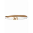 thumbnail image 4 of Catelles Women's White Cowhide Leather Belt with Rhinestone-Adorned Gold Alloy Automatic Buckle  Elegant Fashion Accessory for Casual Pants，Gift Box &Length 95cm Width 2.4CM, 4 of 10