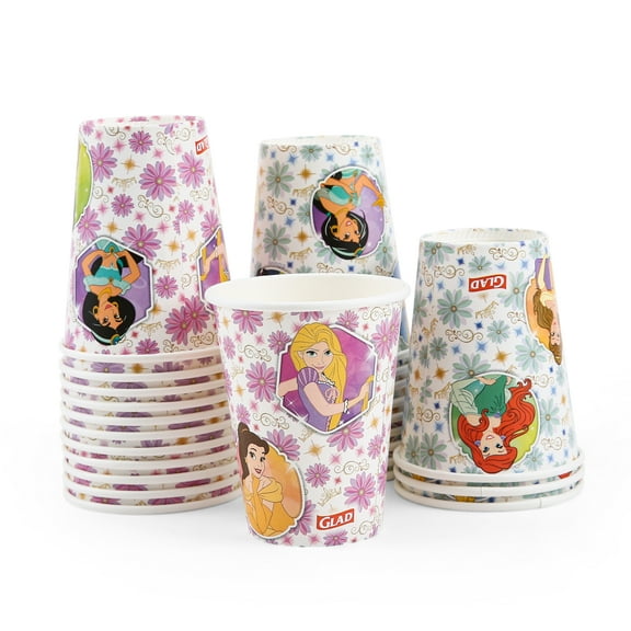 Glad Kids - 9oz Paper Cup - 240ct - Disney - Floral Frames - MIXED PACK