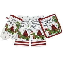 Serafina Home Holiday Christmas Kitchen Towels Pot Holder Set: Cardinals Appear When Angels Are Near
