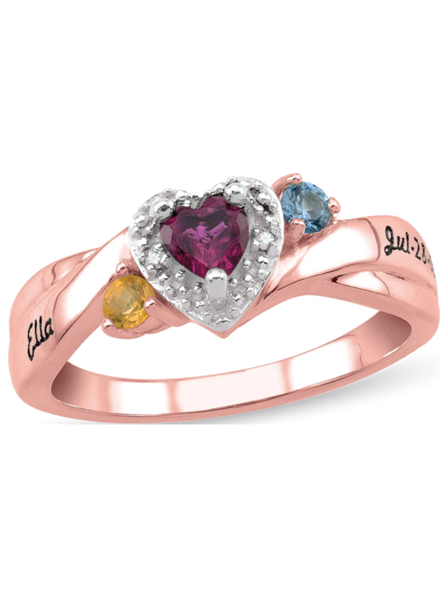 Personalized Engravable Daughter's Birthstone Ring in 14K Gold with Diamond Accents by Jewlster