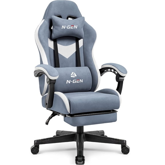 N-GEN GAMING Gaming Chair, Lumbar Support with Breathable Fabric, Blue