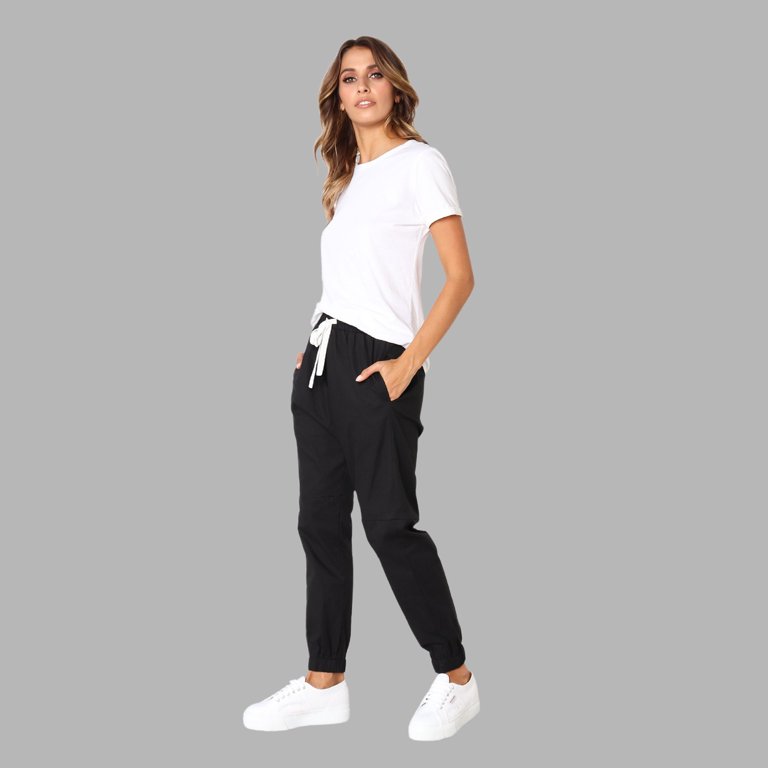 YWDJ Sweatpants Women Baggy Y2k Women Workout Casual Drawstring Pockets  Solid Ankle-Length Pants Trousers Black S 