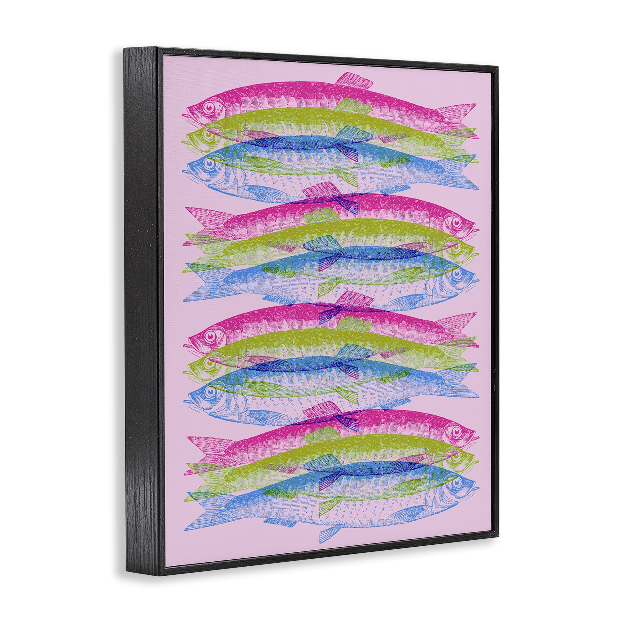 Stupell Industries Rainbow Layered Fish Animals & Insects Painting Black Framed Art Print Wall Art, 11 x 14