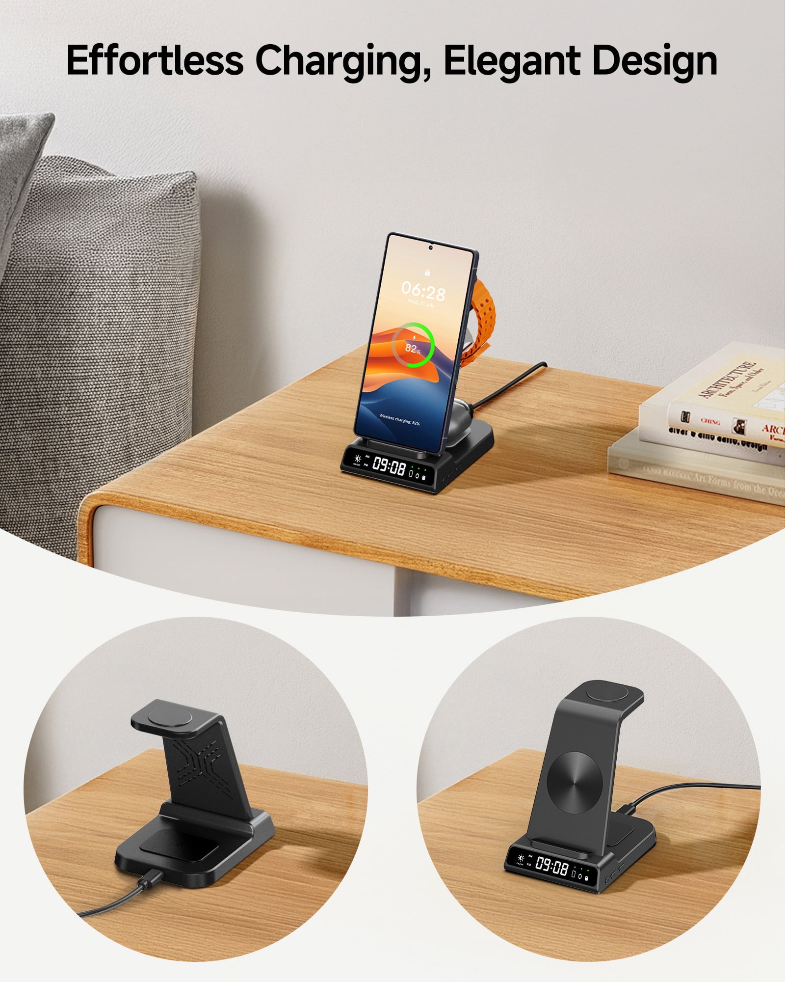 Wireless Charger for Samsung S25 Ultra, Samsung Charging Station for Galaxy S25+/S25/S24 Ultra/Z Fold/Z Flip/S23, Galaxy Watch Charger for Galaxy Watch 8/8 Classic/7/Ultra/6/5 Pro, Galaxy Buds3 Pro/3