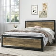 thumbnail image 2 of Sha Cerlin Brown Queen Size Metal Platform Bed Frame with Wooden Headboard & Footboard, Adult, 2 of 7