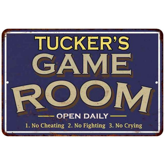 TUCKER'S Blue Game Room Sign Metal 8 x 12 Matte Finish Metal 108120002453