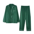 thumbnail image 1 of Pitauce Womens Satin Pajama Set Button Down Soft Loungewear Long Sleeve Pjs Sleepwear with Pockets, 1 of 3