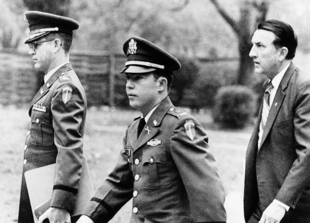 Army Lt. William Calley Arriving At His Court Martial For Leading The