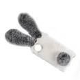 thumbnail image 2 of for iPhone 13 Case for Girls, Luxury Women Cute Toy Warm Furry Fuzzy Soft Rabbit Ear Faux Fur Hair Plush Diamond Camera Frame Warm Winter Skin Case Cover for iPhone 13, White+Gray, 2 of 3