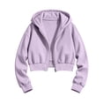 thumbnail image 4 of Zpanxa Girls Hoodies Kids Girls Cropped Full Zip Hooded Sweatshirt Jacket Long Sleeve Solid Color Casual Trendy Short Length Hoodie, 4 of 6
