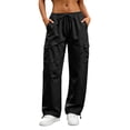 thumbnail image 2 of Women's Plus Size Straight‑Leg Cargo Pants, Loose Fit Multi Side Pockets, Durable Casual Work Trousers for Outdoor Daily Work | TruHer,Black L, 2 of 7