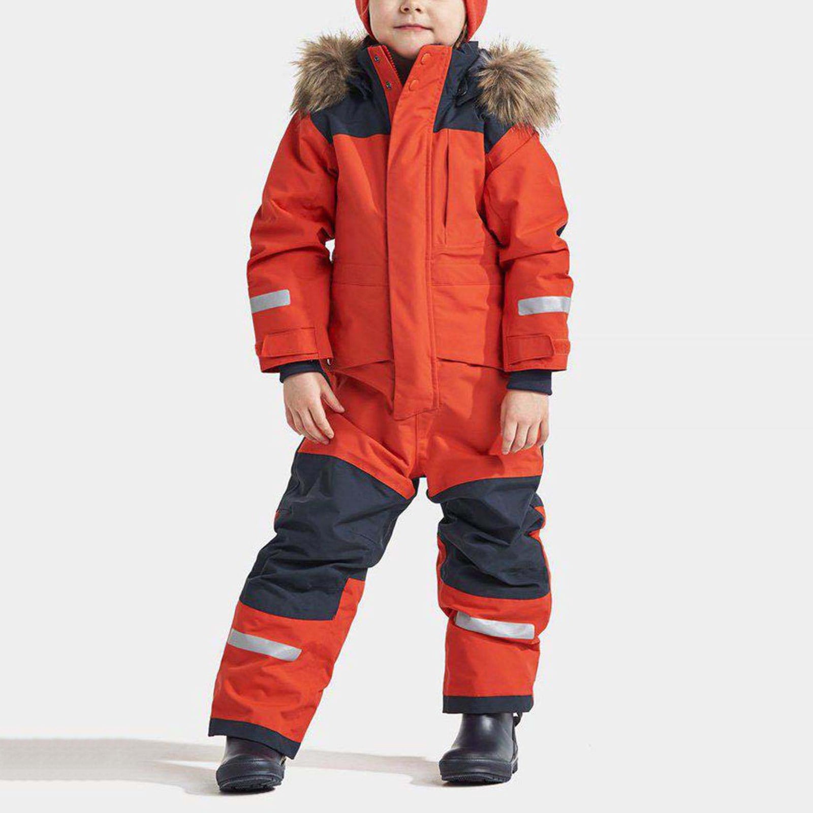 Gubotare Baby Boys' Snow Pram - Newborn Sherpa Hood One Piece Snowsuit - Cozy Polar Fleece Lined Winter Coat for Baby Boys Size 3T 4T (Orange,3-4 Years)