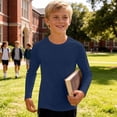 thumbnail image 6 of Boys Girls Long Sleeve Shirts Solid Color Fall Kids soft Crewneck T-Shirts Tops Casual Basic Tees 5-14Y Navy 7-8Years, 6 of 7