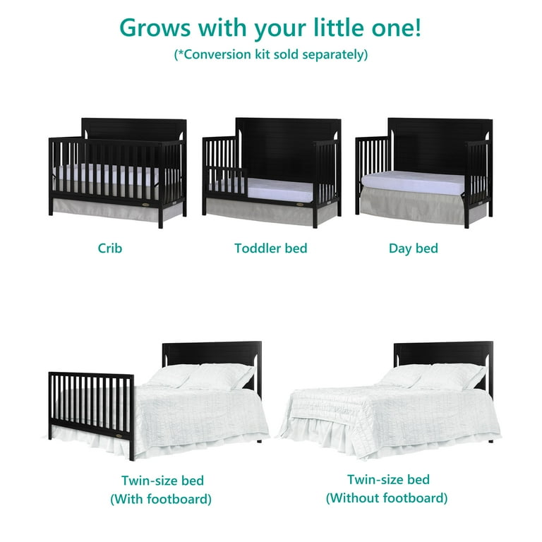Dream On Me Cape Cod 5 in 1 Convertible Crib Black