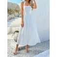 thumbnail image 2 of Women Summer Sleeveless Halter Maxi Dress 2025 Casual Flowy Wedding Guest Cocktail Beach Vacation Dresses White L, 2 of 8